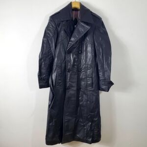 Vintage Twin 70s Faux Leather Trench Coat Matrix Black Belt